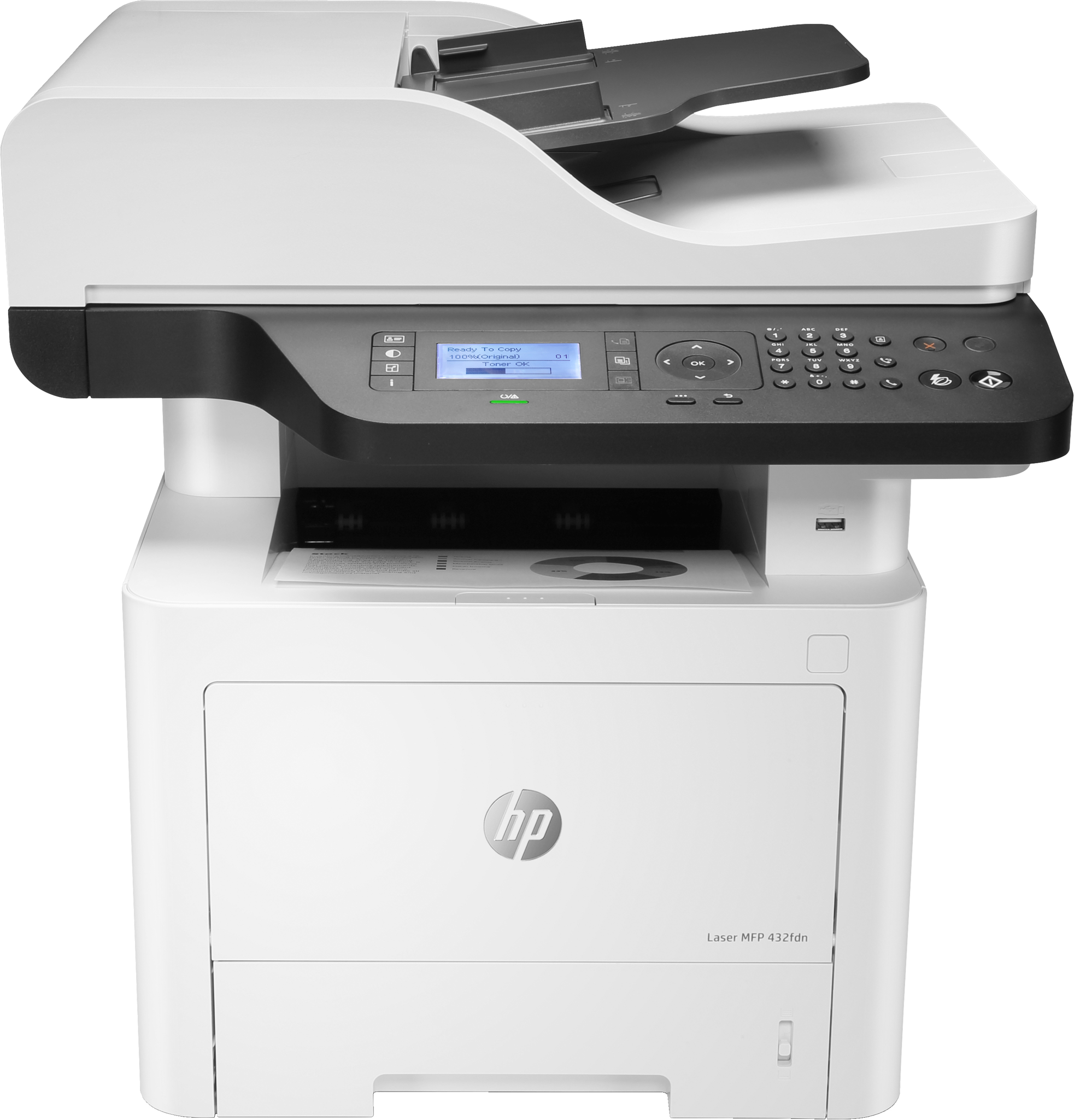 Bild von HP Laser MFP 432fdn - Drucken - Kopieren - Scannen - Faxen - Scannen an E-Mail; Beidseitiger Druck; Autom. Dokumentenzuführung (50 Blatt) - Laser - Monodruck - 1200 x 1200 DPI - A4 - Direktdruck - Schwarz - Weiß