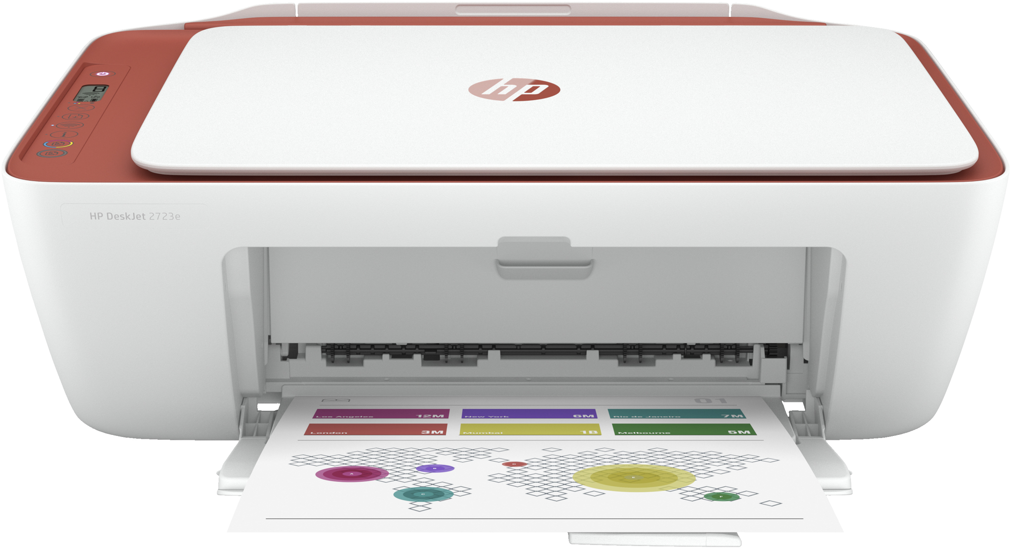 Bild von HP DeskJet 2723e - Thermal Inkjet - Farbdruck - 4800 x 1200 DPI - Farbkopieren - A4 - Rot - Weiß