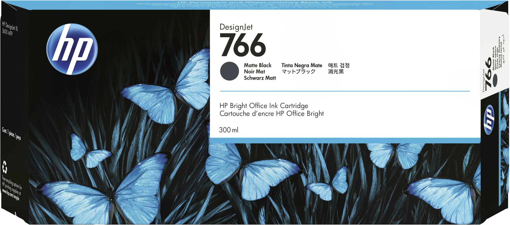 Bild von HP 766 Mattschwarz DesignJet Druckerpatrone - 300 ml - Standardertrag - Tinte auf Pigmentbasis - Tinte auf Pigmentbasis - 300 ml - 1 Stück(e)