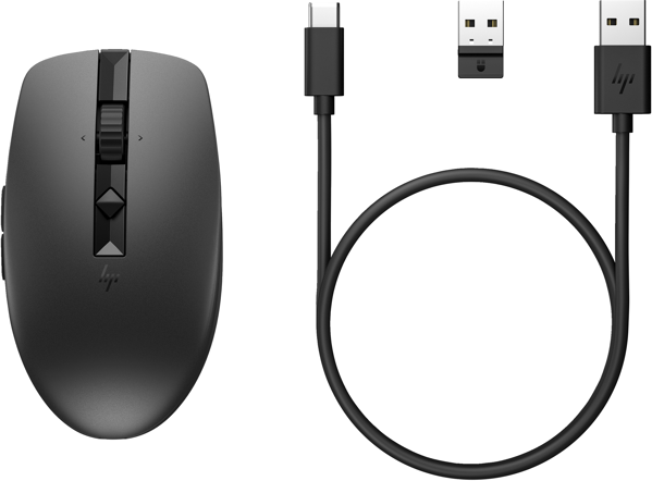 Bild von HP 715 Wiederaufladbare Maus für mehrere Geräte - Beidhändig - RF Wireless + Bluetooth - 3000 DPI - Schwarz