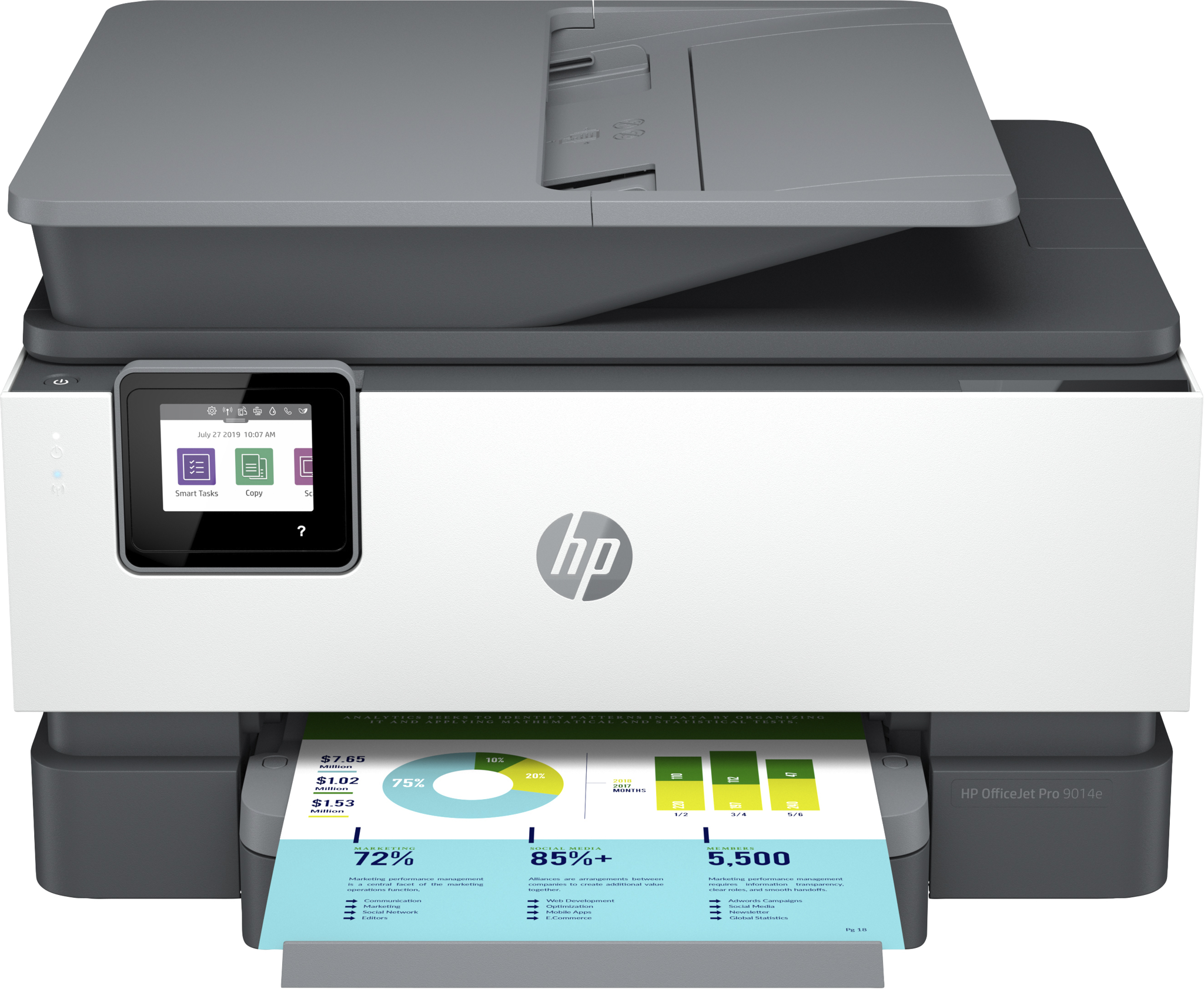 Bild von HP OfficeJet Pro 9014e All-in-One-Drucker - Farbe - Drucker für Kleine Büros - Drucken - Kopieren - Scannen - Faxen - +; Mit Instant Ink kompatibel; Dokumentenzuführung; Beidseitiger Druck - Thermal Inkjet - Farbdruck - 4800 x 1200 DPI - A4 - Direktdruck - S