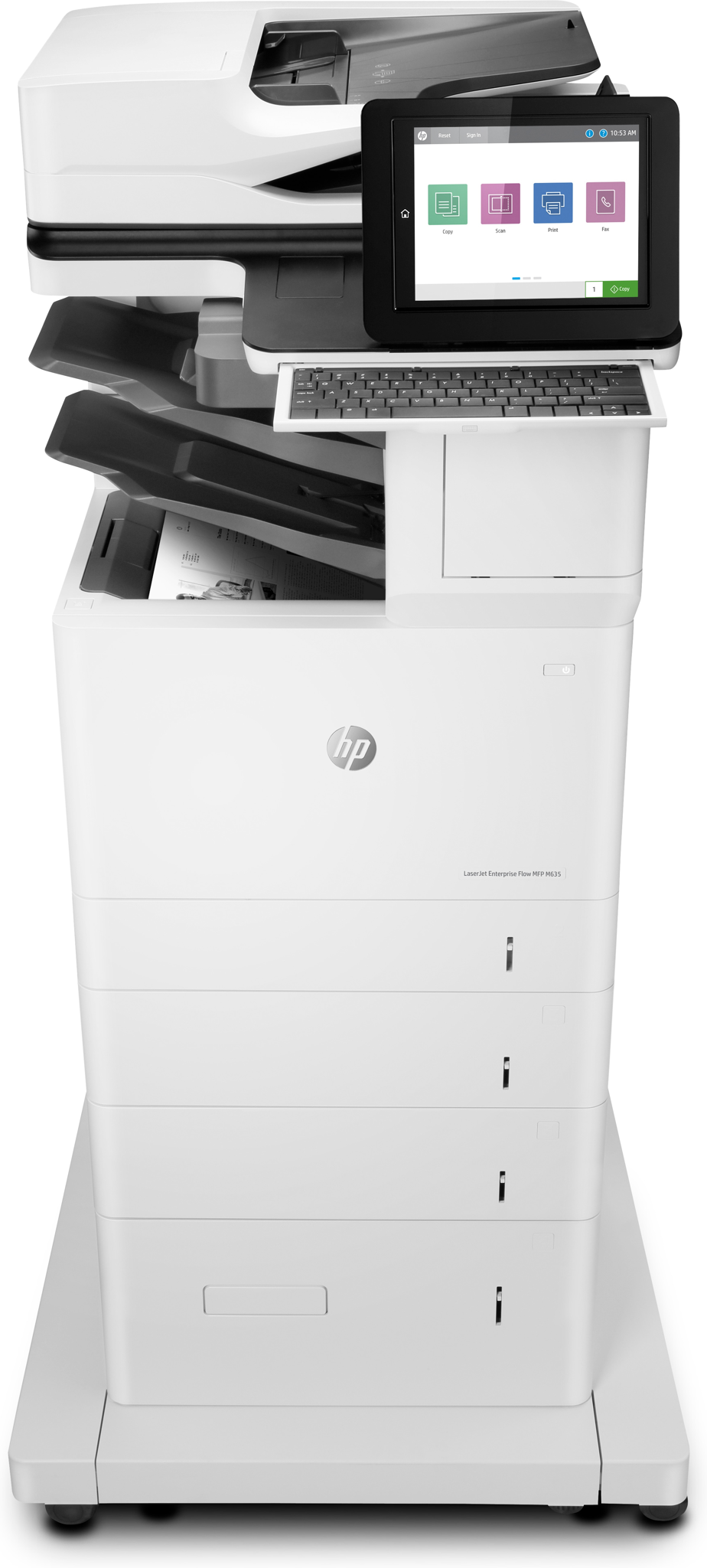 Bild von HP LaserJet Enterprise Flow MFP M635z - Drucken - Kopieren - Scannen - Faxen - Scannen in E-Mail; beidseitiger Druck; ADF für 150 Blatt; energieeffizient; hohe Sicherheit - Laser - Monodruck - 1200 x 1200 DPI - A4 - Direktdruck - Schwarz - Weiß