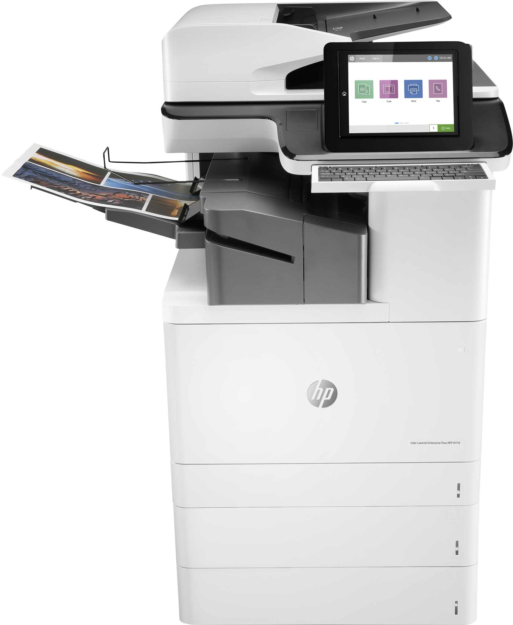 Bild von HP Color LaserJet Enterprise Flow MFP M776zs - Drucken - Kopieren - Scannen und Faxen - Beidseitiges Drucken; Scannen an E-Mail - Laser - Farbdruck - 1200 x 1200 DPI - A3 - Direktdruck - Schwarz - Weiß