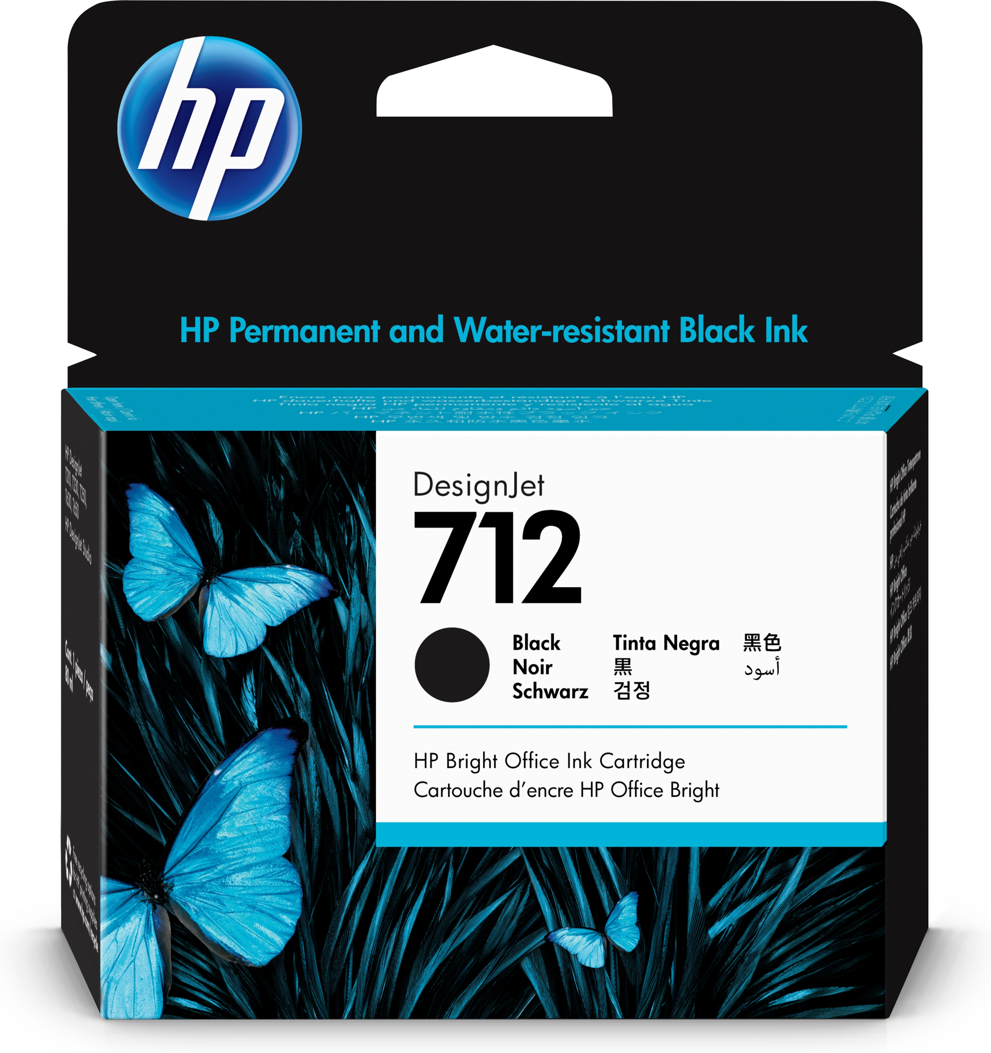 Bild von HP 712 Schwarz DesignJet Druckerpatrone - 80 ml - Hohe (XL-) Ausbeute - Tinte auf Pigmentbasis - 80 ml - 1 Stück(e) - Einzelpackung