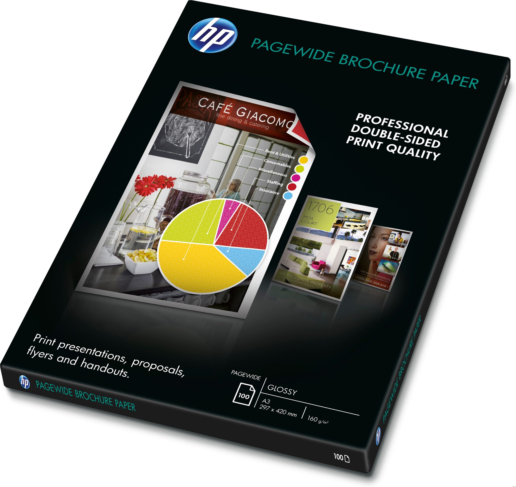 Bild von HP PageWide Glossy Brochure - Universal - A3 (297x420 mm) - Glanz - 100 Blätter - 160 g/m² - Weiß