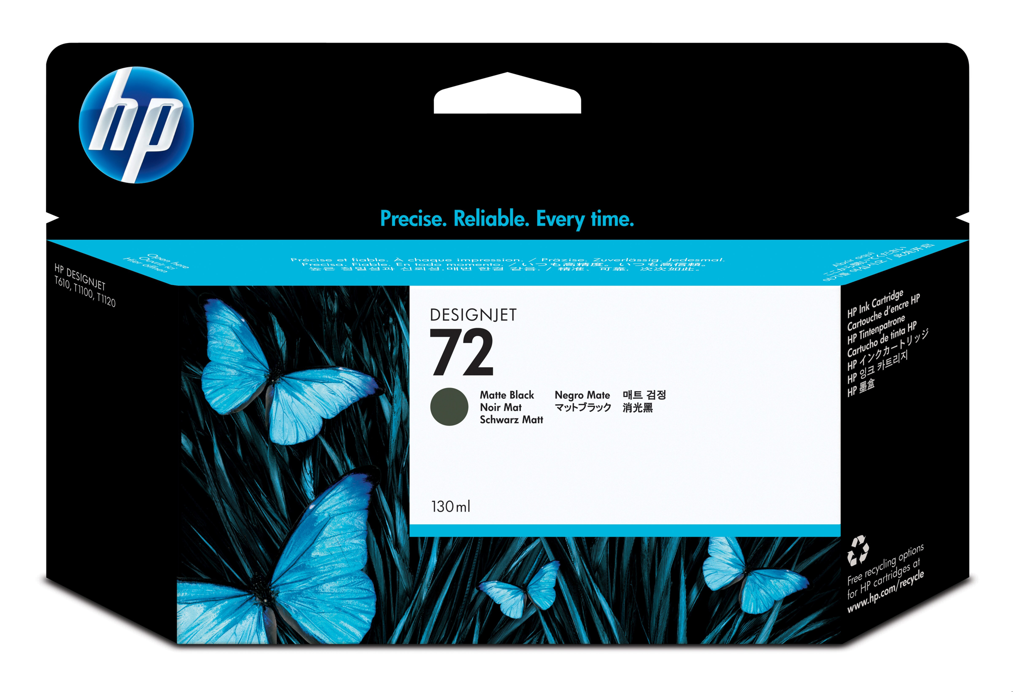Bild von HP 72 Mattschwarz DesignJet Druckerpatrone - 130 ml - Hohe (XL-) Ausbeute - Tinte auf Pigmentbasis - Tinte auf Pigmentbasis - 130 ml - 1 Stück(e)