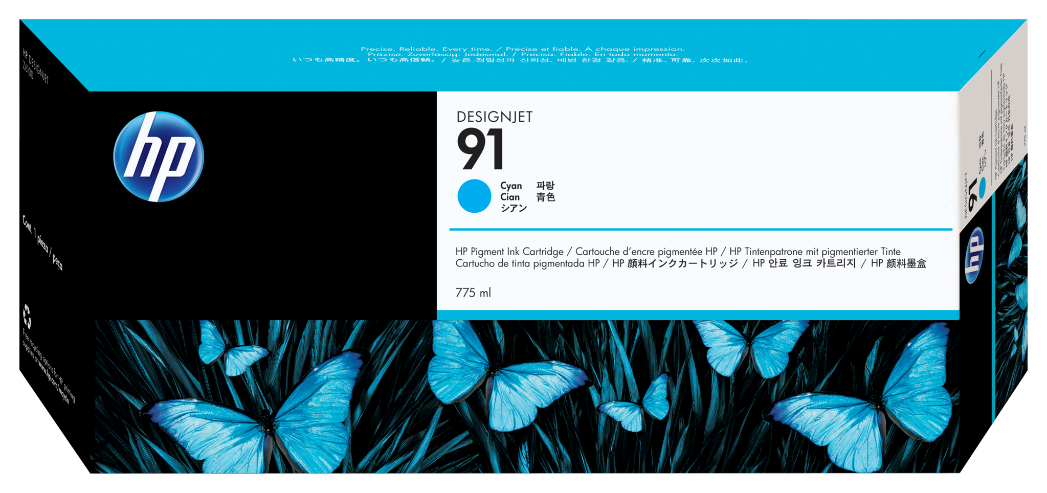 Bild von HP 91 Cyan Druckerpatrone - pigmentbasiert - 775 ml - Tinte auf Pigmentbasis - 775 ml - 1 Stück(e)