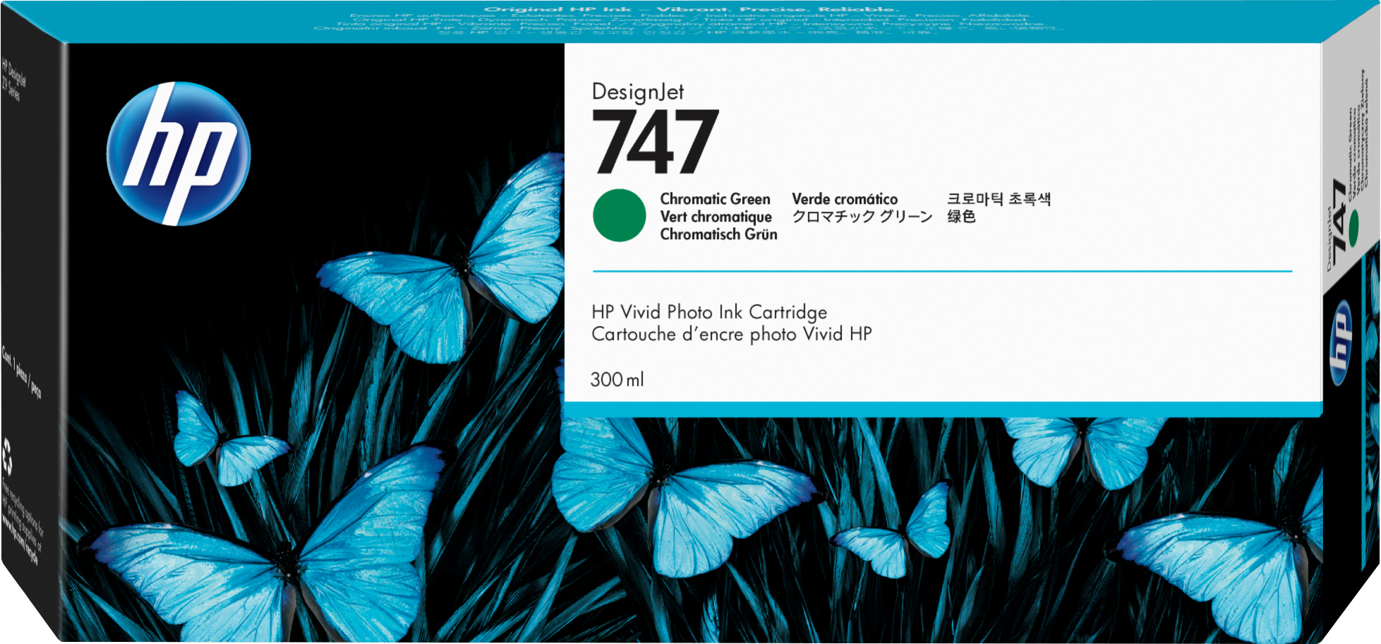 Bild von HP 747 Chromatisches Grün DesignJet Tintenpatrone - 300 ml - Tinte auf Pigmentbasis - 300 ml - 1 Stück(e)