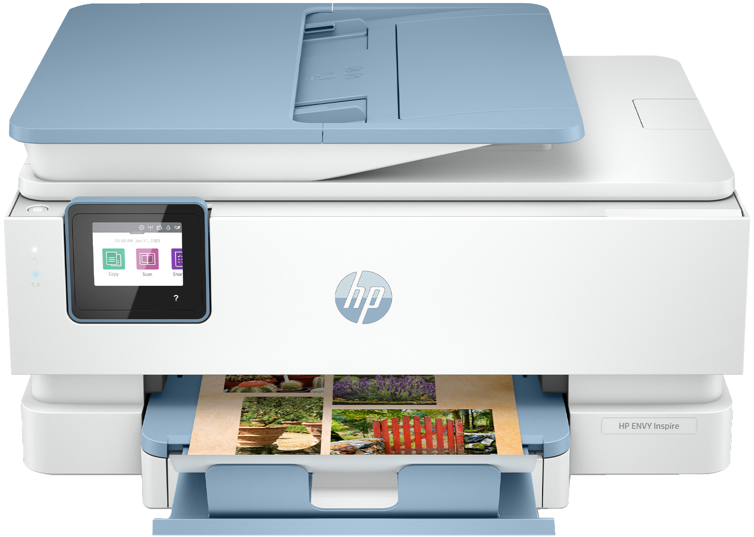 Bild von HP ENVY Inspire 7921e All-in-One-Drucker - Zu Hause - Drucken - Kopieren - Scannen - Autom. Dokumentenzuführung (35 Blatt) - Thermal Inkjet - Farbdruck - 4800 x 1200 DPI - A4 - Direktdruck - Blau - Weiß