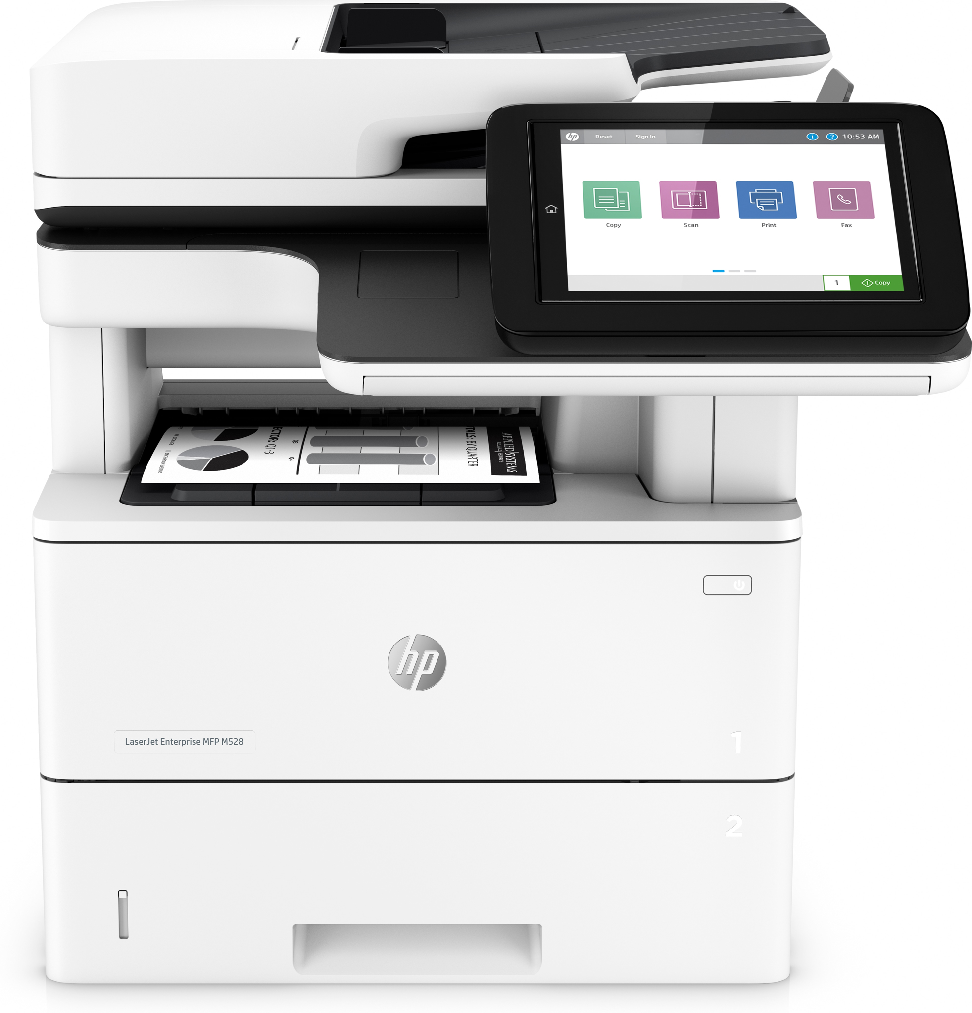 Bild von HP LaserJet Enterprise MFP M528dn - Drucken - Kopieren - Scannen und optionales Faxen - Drucken über die USB-Schnittstelle an der Vorderseite des Druckers; Scannen an E-Mail; Beidseitiger Druck; Beidseitiges Scannen - Laser - Monodruck - 1200 x 1200 DPI - A4
