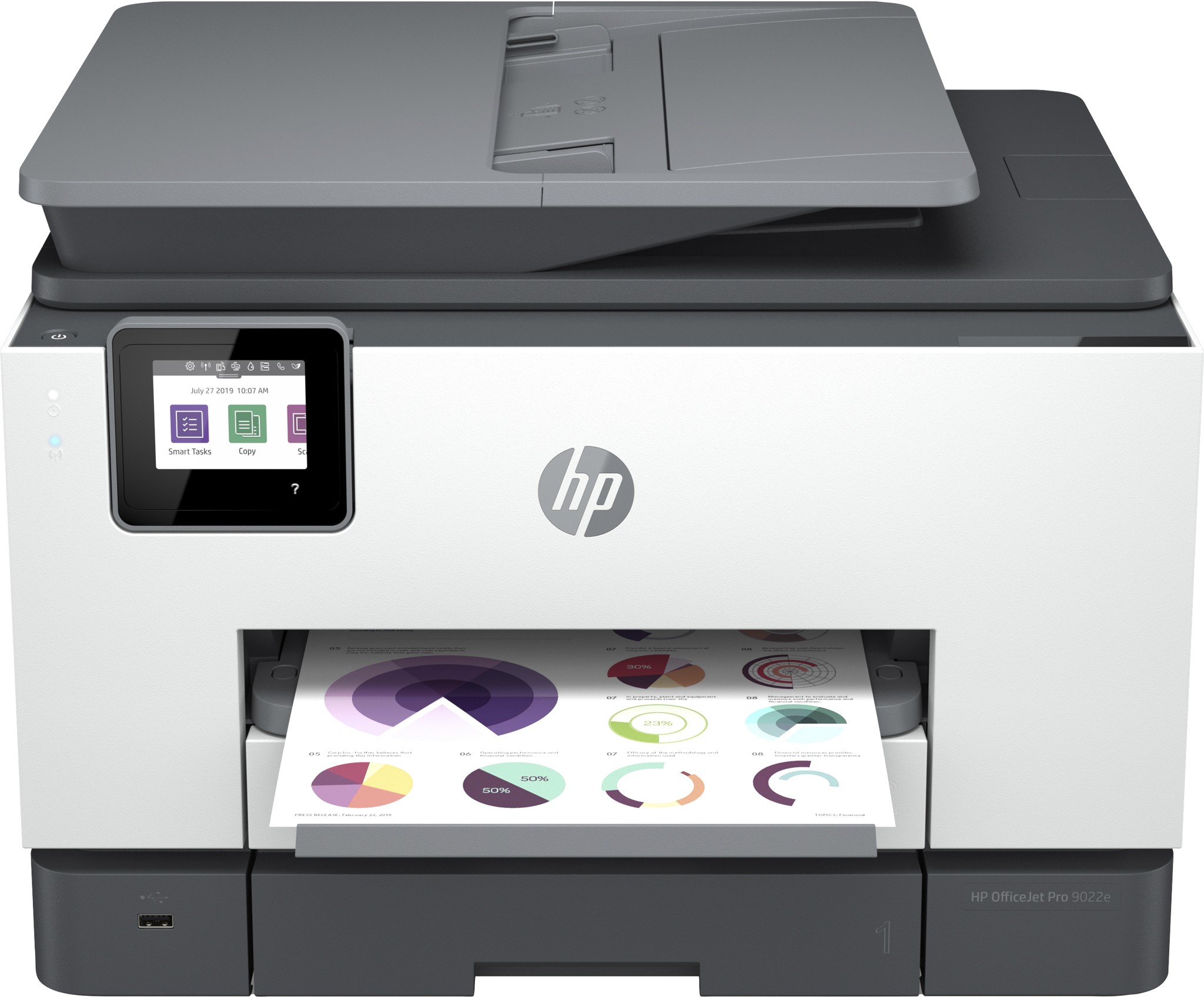 Bild von HP OfficeJet Pro 9022e All-in-One-Drucker - Drucken - Kopieren - Scannen - Faxen - +; Mit Instant Ink kompatibel; Dokumentenzuführung; Beidseitiger Druck - Tintenstrahl - Farbdruck - 4800 x 1200 DPI - Farbkopieren - A4 - Weiß