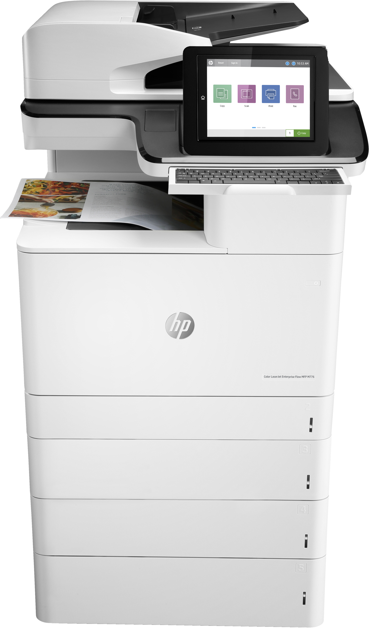Bild von HP Color LaserJet Enterprise Flow MFP M776z - Drucken - Kopieren - Scannen und Faxen - Drucken über den USB-Anschluss vorn - Laser - Farbdruck - 1200 x 1200 DPI - A3 - Direktdruck - Schwarz - Weiß