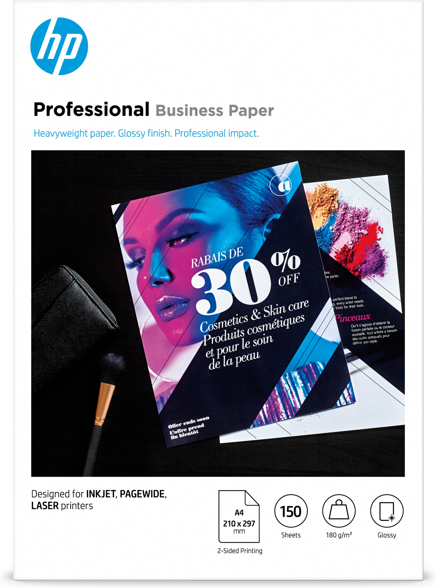 Bild von HP Professional Business Paper - Glossy - 180 g/m2 - A4 (210 x 297 mm) - 150 sheets - Universal - A4 (210x297 mm) - Glanz - 150 Blätter - 180 g/m² - Weiß