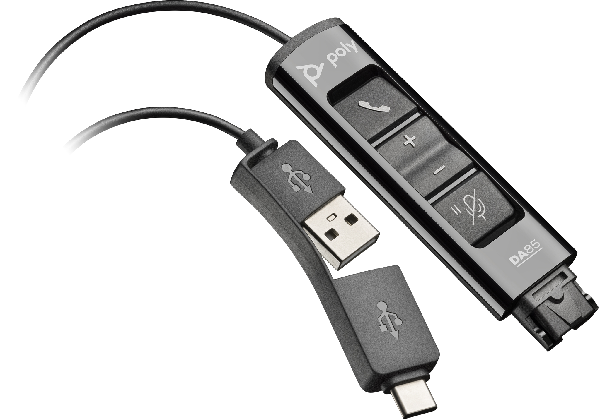 Bild von HP POLY DA85 USB-zu-QD-Adapter, Schnittstellenadapter, 30 g, Schwarz