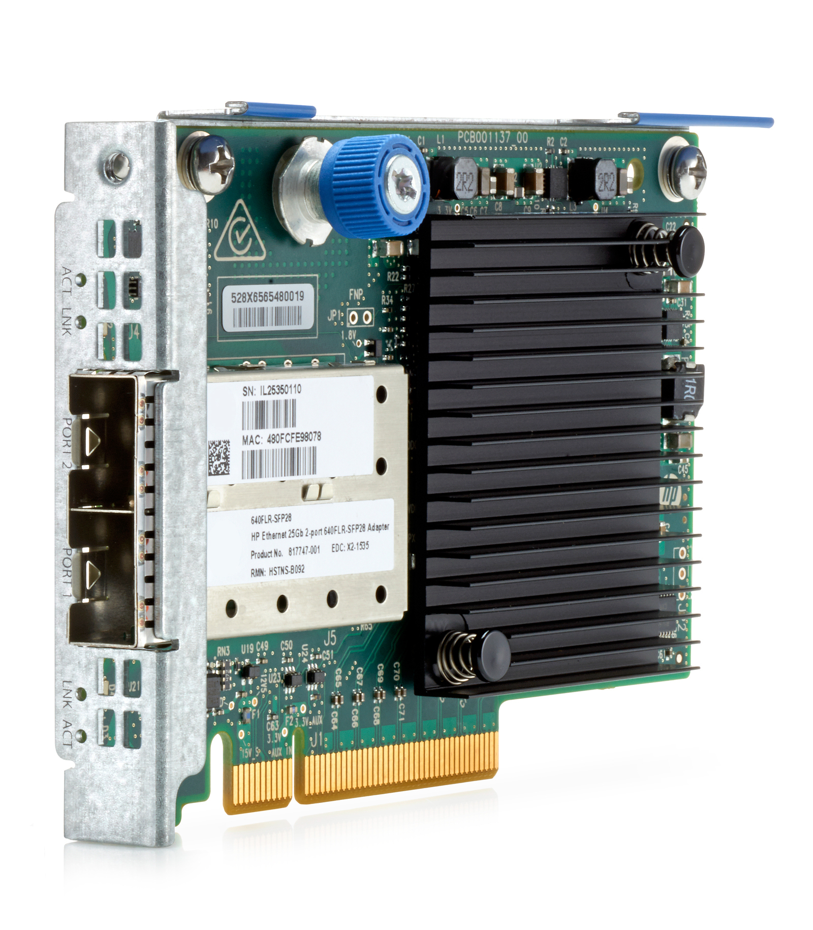 Bild von HPE Ethernet 10/25Gb 2-port 640FLR-SFP28, Eingebaut, Kabelgebunden, PCI Express, Ethernet / Fiber, 25000 Mbit/s