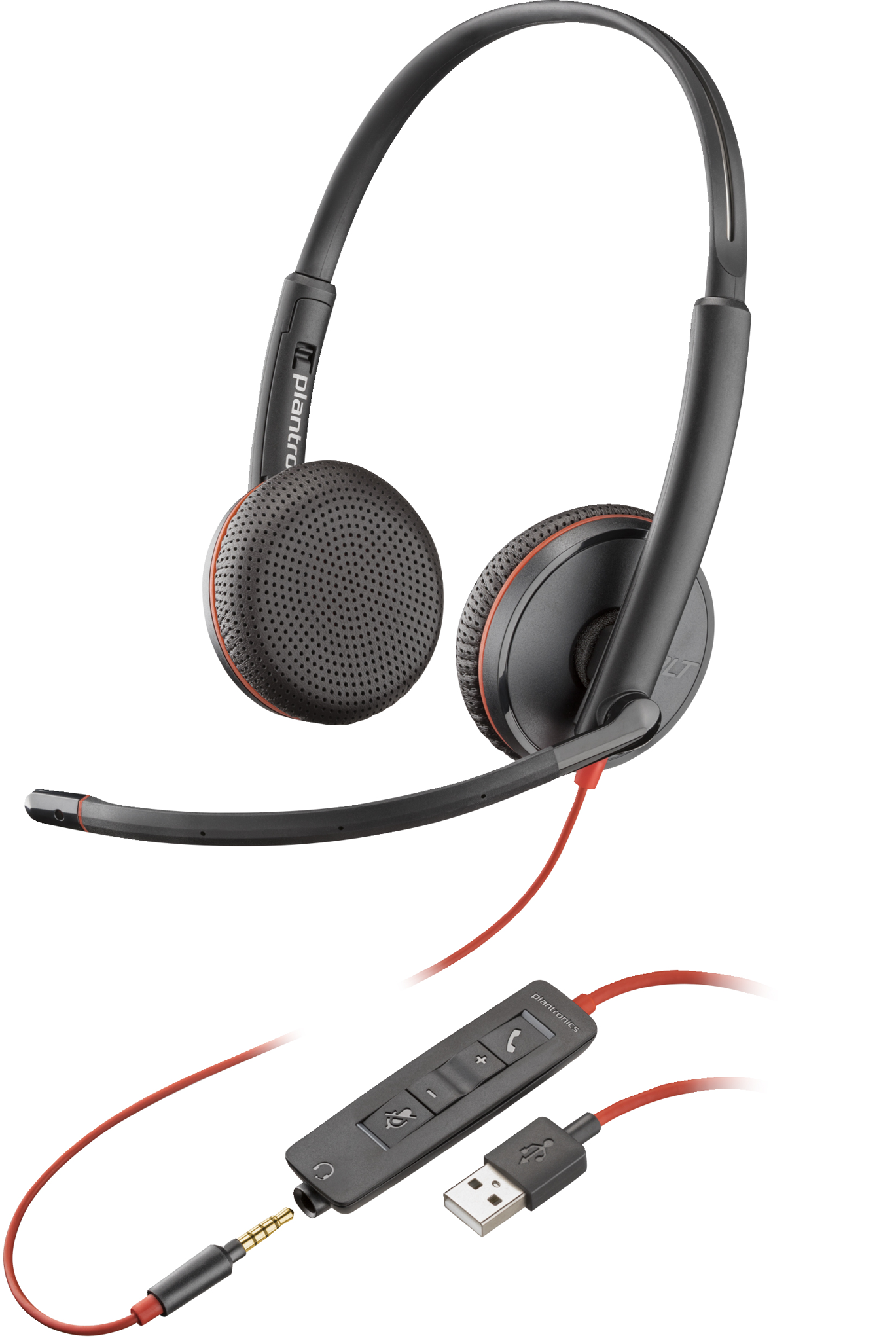 Bild von HP POLY Blackwire 3225 USB-A Stereo-Headset, Kabelgebunden, Büro/Callcenter, 87 g, Kopfhörer, Schwarz