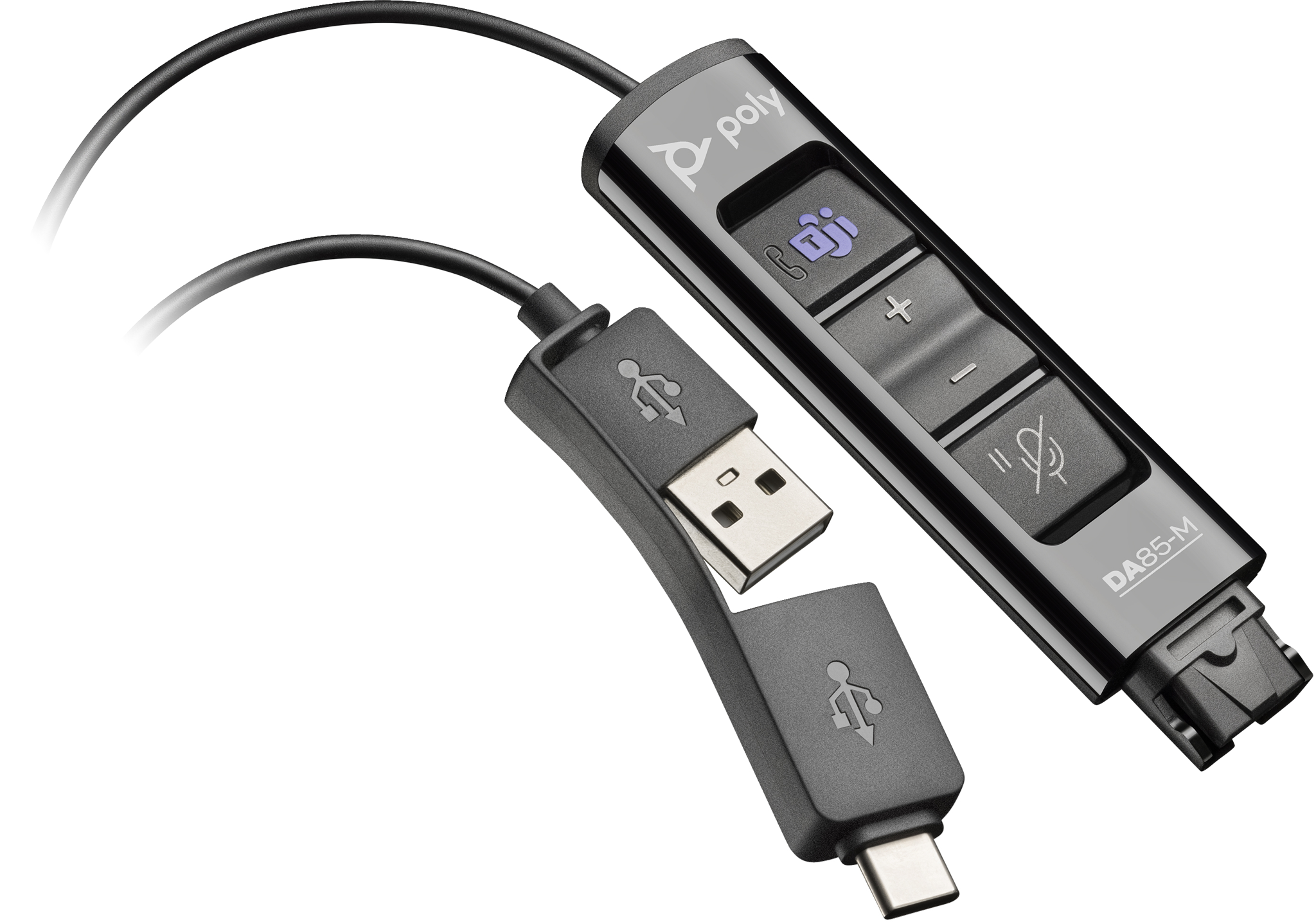 Bild von HP POLY DA85-M USB-zu-QD-Adapter, Schnittstellenadapter, 30 g, Schwarz