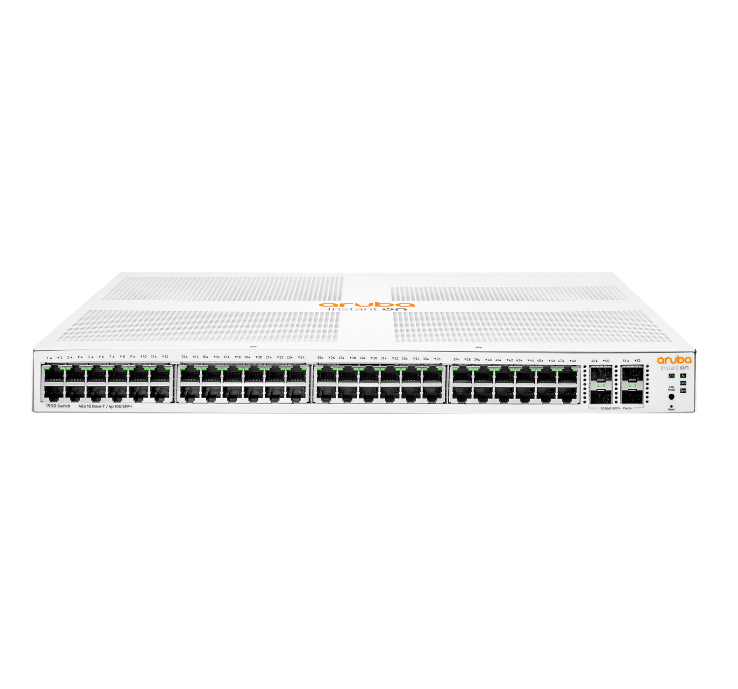 Bild von HPE Instant On 1930 48G Class4 PoE 4SFP/SFP+ 370W (x20), Managed, L2+, Gigabit Ethernet (10/100/1000), Power over Ethernet (PoE), Rack-Einbau, 1U