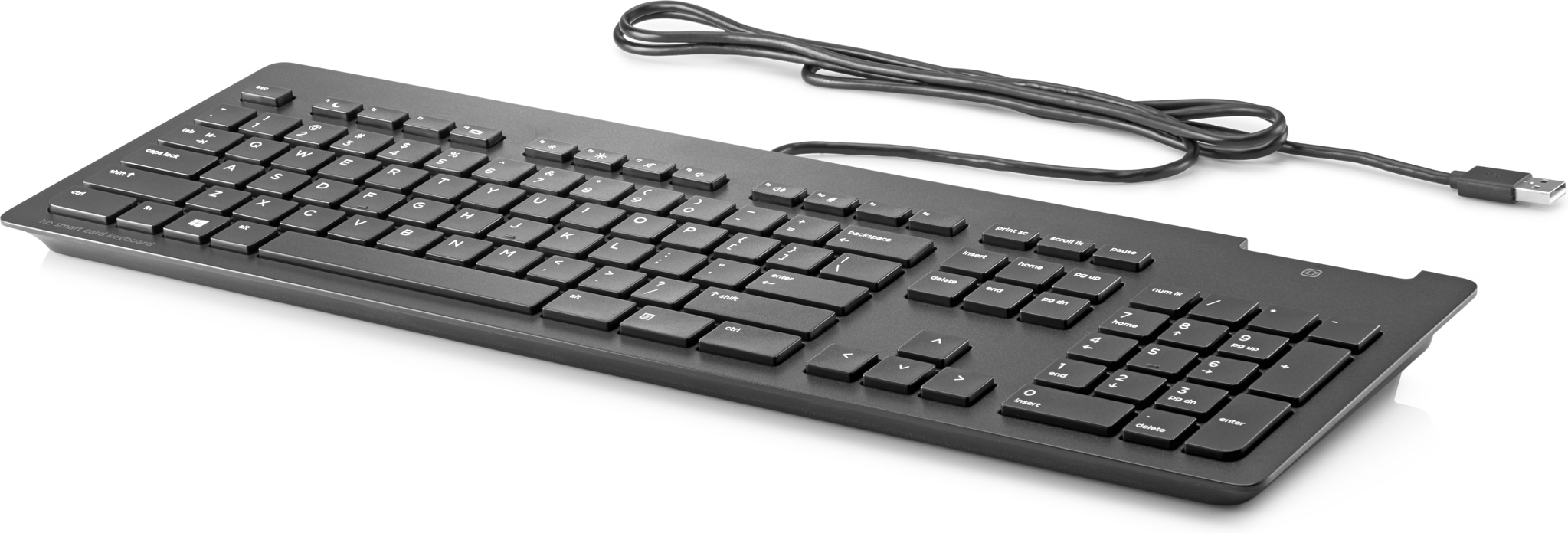 Bild von HP Business-Slim-Smart Card-Tastatur, Volle Größe (100%), Kabelgebunden, USB, Mechanischer Switch, QWERTY, Schwarz