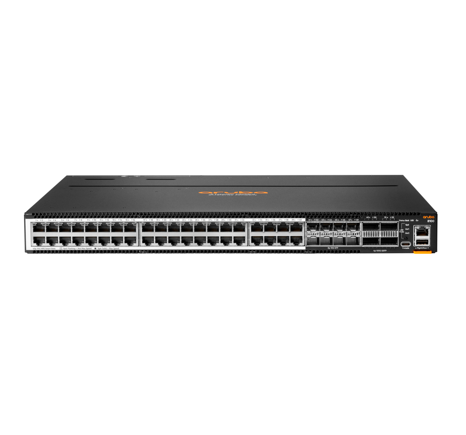 Bild von HPE Aruba Networking CX 8100 40x10G Base-T 8x10G SFP+ 4x40/100G QSFP28 FB 3Fan 2AC PSU, Managed, L3, 10G Ethernet (100/1000/10000), Rack-Einbau, 1U