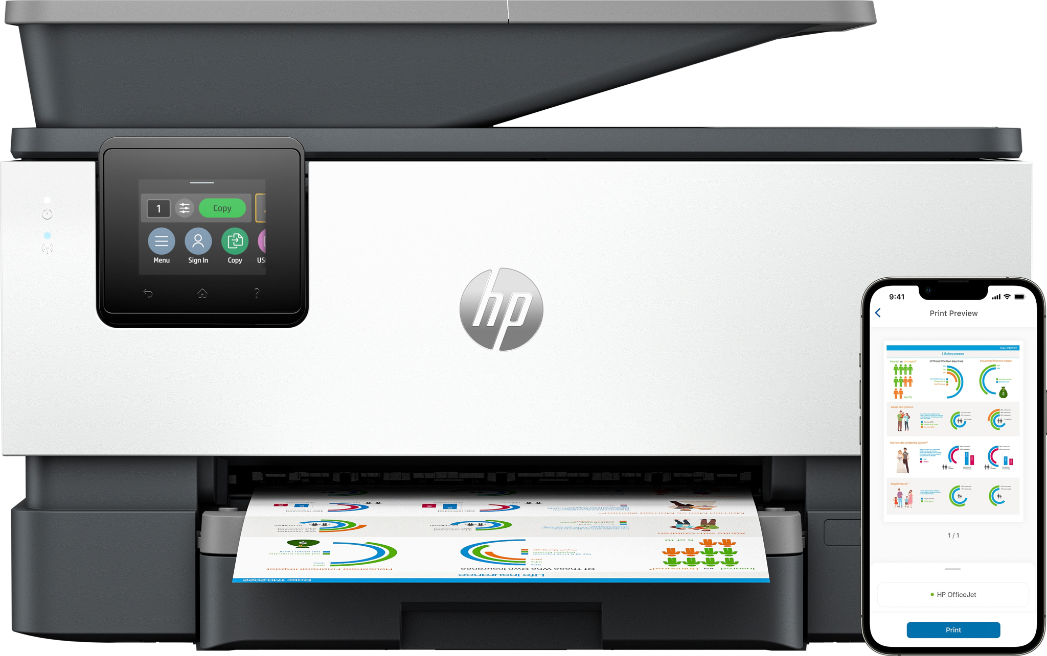 Bild von HP OfficeJet Pro 9120b AiO Printer, Thermal Inkjet, Farbdruck, 4800 x 1200 DPI, A4, Direktdruck, Grau
