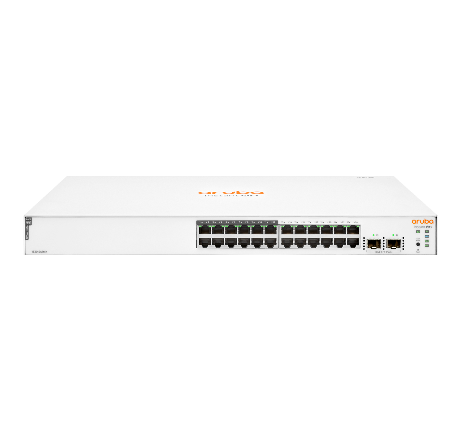 Bild von HPE a Hewlett Packard Enterprise company Aruba Instant On 1830 24G 12p Class4 PoE 2SFP 195W - Managed - L2 - Gigabit Ethernet (10/100/1000) - Power over Ethernet (PoE) - Rack-Einbau - 1U