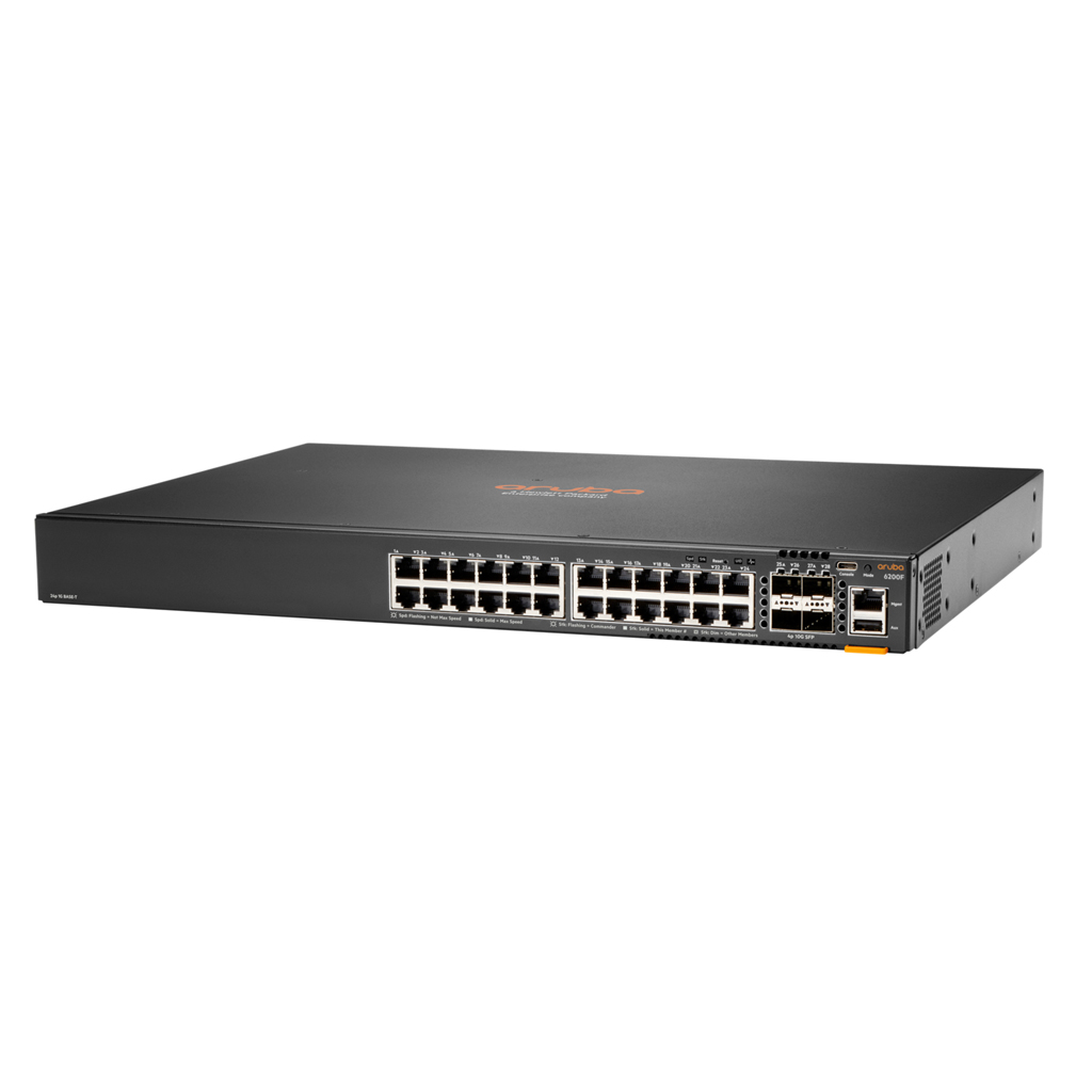 Bild von HPE 6200F 24G Class4 PoE 4SFP+ 370W - Managed - L3 - Gigabit Ethernet (10/100/1000) - Power over Ethernet (PoE) - Rack-Einbau - 1U